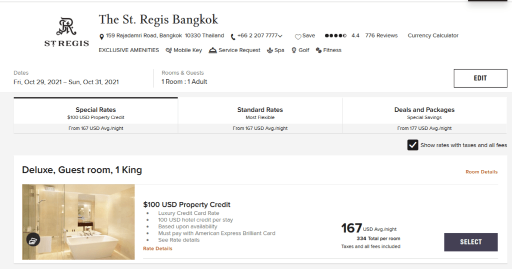 Review: American Express Marriott Bonvoy Brilliant 5 St. Regis Bangkok