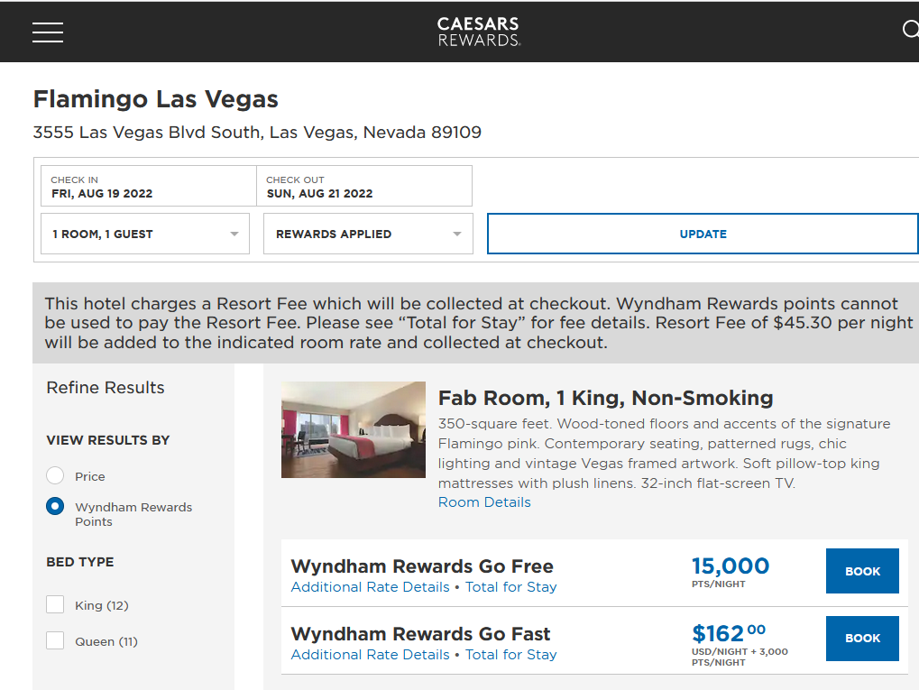 How to Book Cheap Las Vegas Strip Hotels with Credit Card Points 5 Wyndham Rewards Las Vegas Flamingo