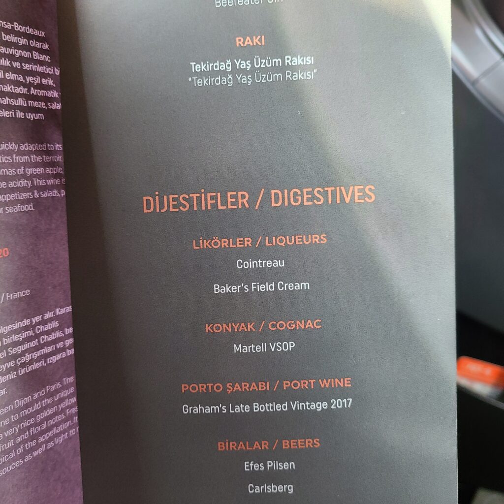 Review: Turkish Airlines Business Class Boeing 787-9 Dreamliner (IST-SFO) 39 Turkish Airlines Business Class 787 Alcohol Menu