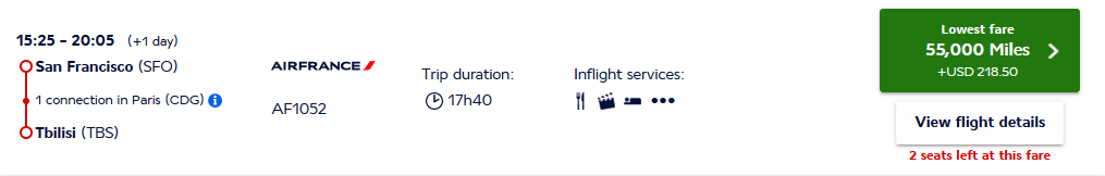 Ways to Fly to Armenia & Georgia with Points & Miles 6 Air France Business Class SFO-TBS