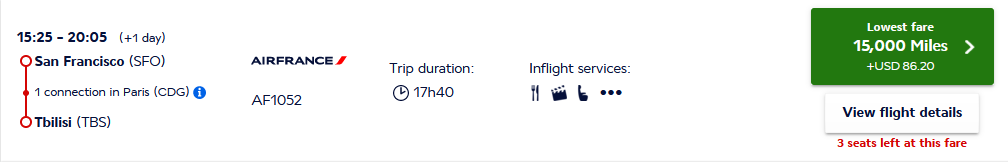 Ways to Fly to Armenia & Georgia with Points & Miles 4 Air France SFO-TBS Economy Class
