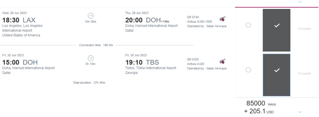 Ways to Fly to Armenia & Georgia with Points & Miles 7 QSuites LAX-TBS