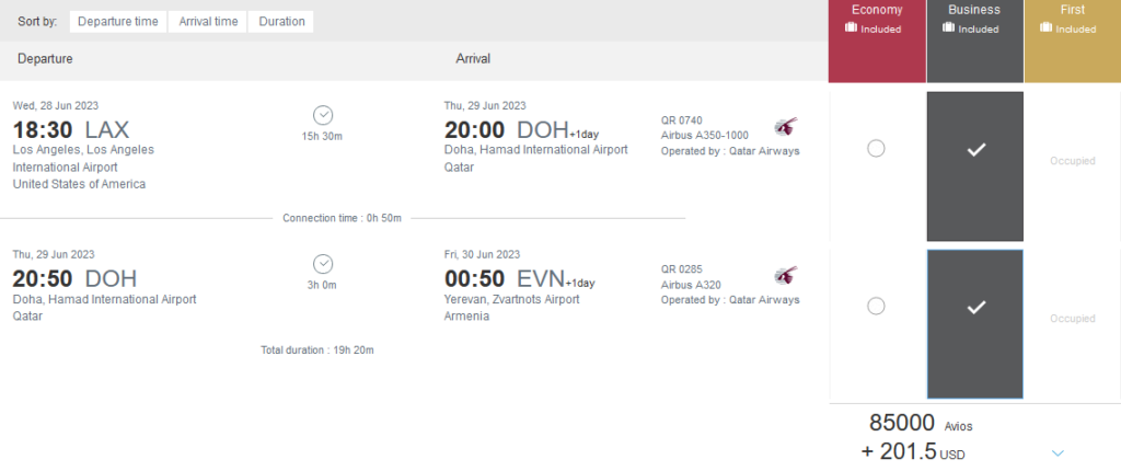 Ways to Fly to Armenia & Georgia with Points & Miles 8 LAX-EVN QSuites
