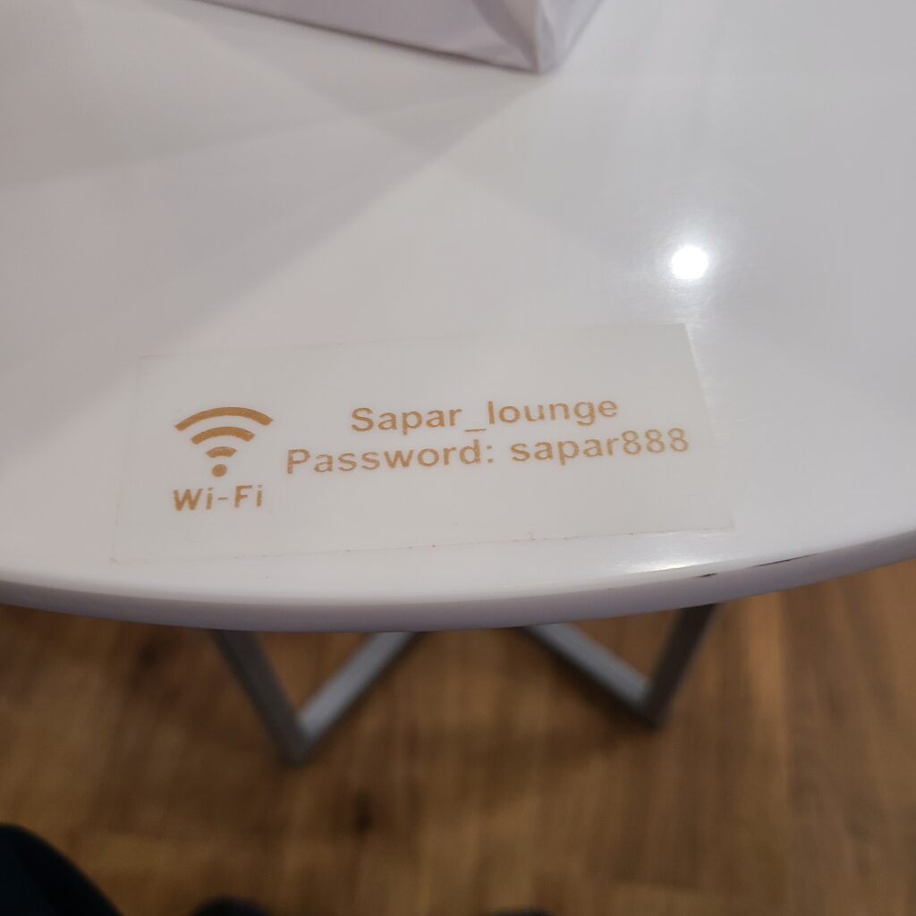 Review: Sapar Lounge Domestic Terminal, Nursultan Nazarbayev International Airport (NQZ) 4 Sapar Lounge Domestic Terminal, NQZ Wi-Fi Password
