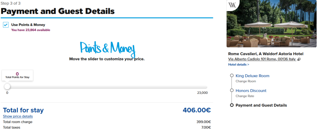Hilton Honors Points & Money Rewards: Is It Worth Using? 10 Rome Cavalieri Cash Rate