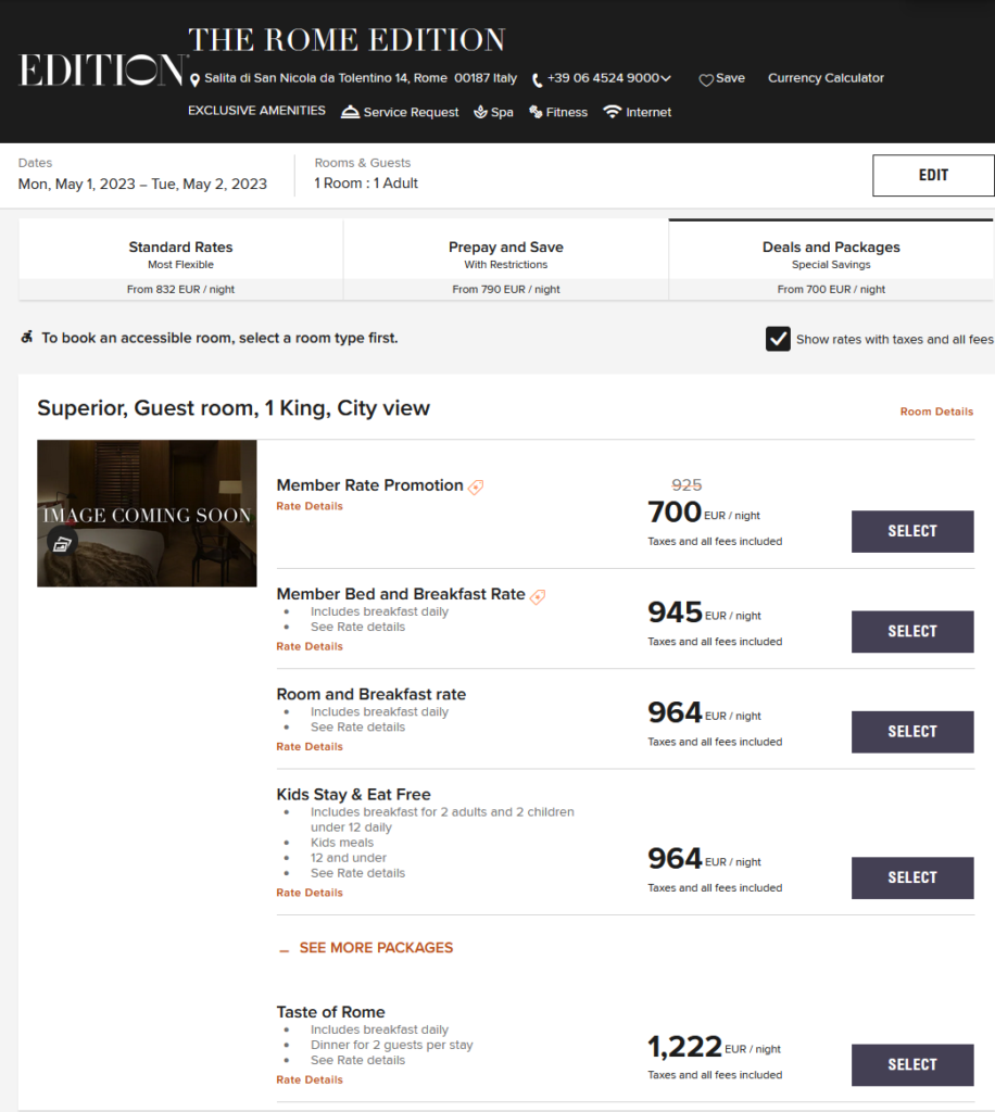 The Rome EDITION Opening in February 2023 3 Rome EDITION Cash Rates