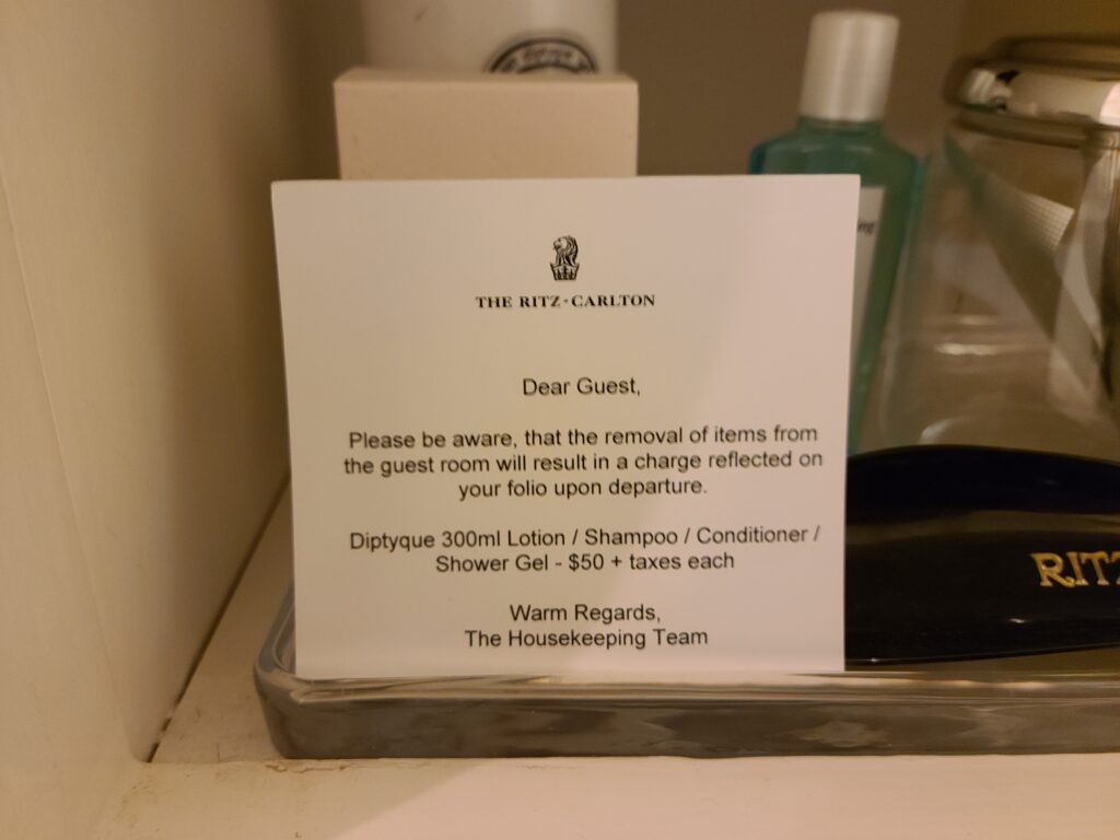 Review: The Ritz-Carlton, San Francisco 29 The Ritz-Carlton, San Francisco Amenities Charge Note