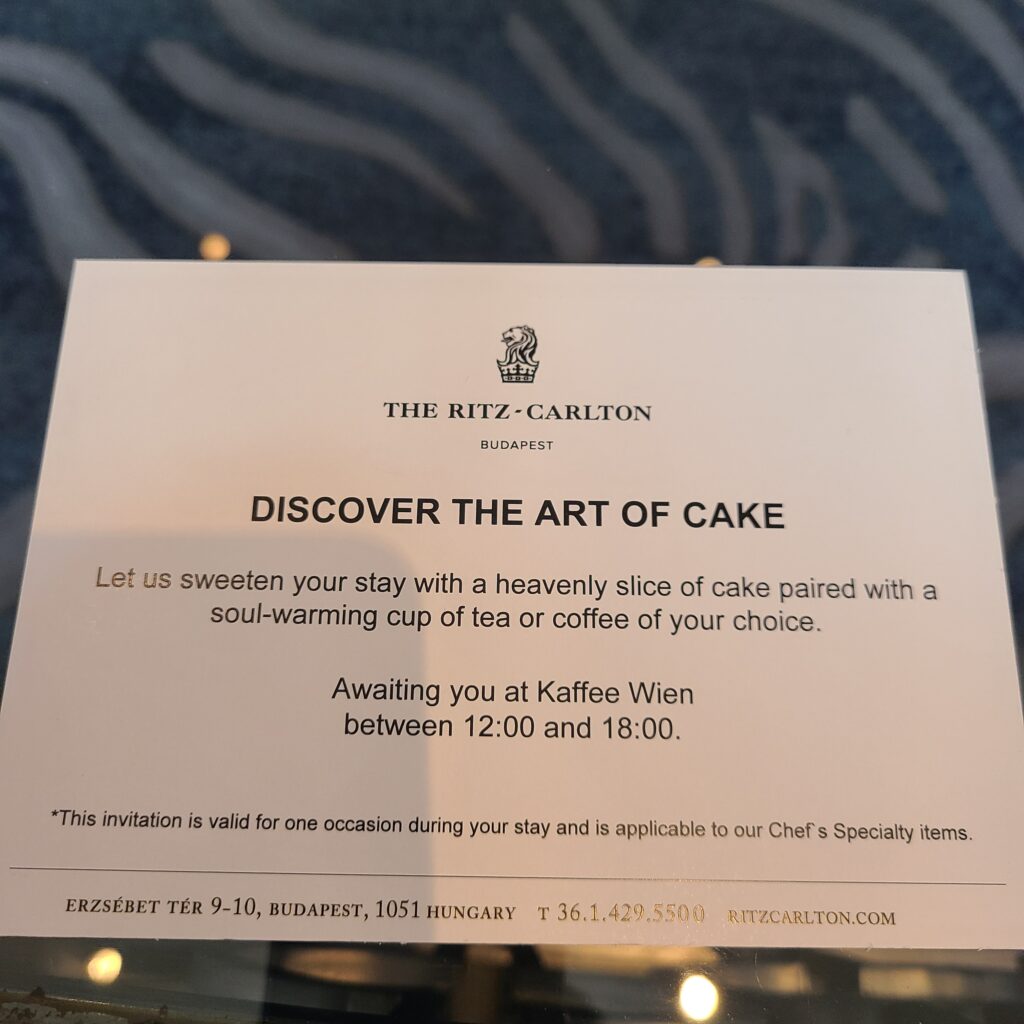 The Ritz-Carlton Budapest, Kaffee Wien Voucher