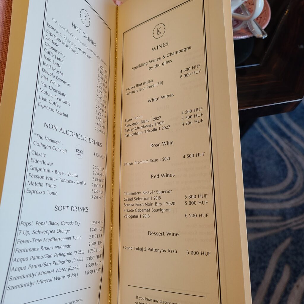 The Ritz-Carlton, Budapest Kaffe Wien Wine Menu