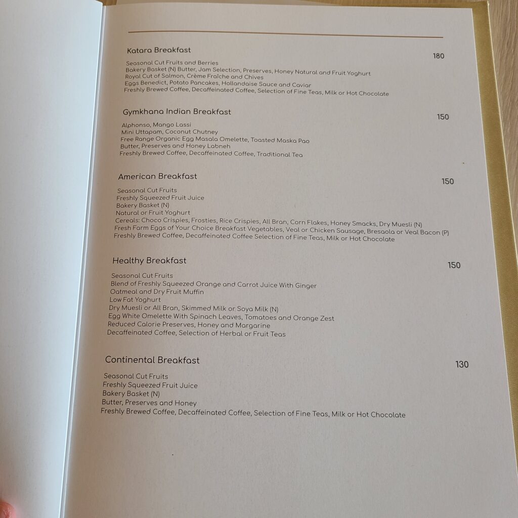 Katara Hills Doha, Hilton LXR Gymkhana Restaurant Breakfast Menu