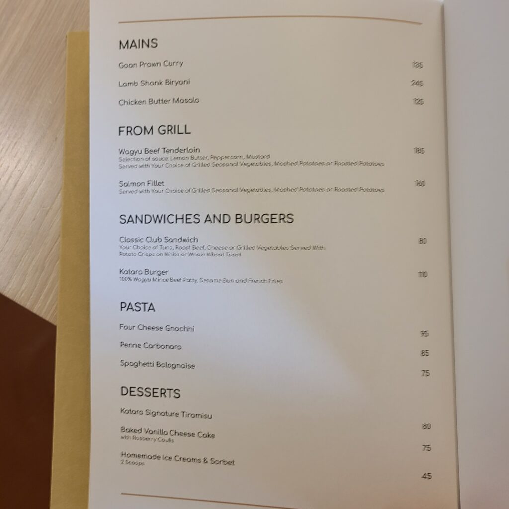 Katara Hills Doha, Hilton LXR Gymkhana Restaurant Menu