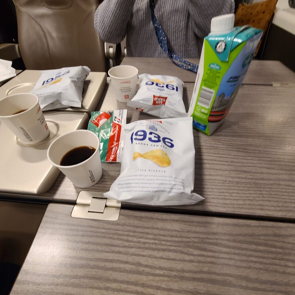 Frecciarossa Business Class Seats Snacks & Coffee