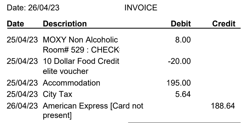 Moxy Paris CDG F&B Credit