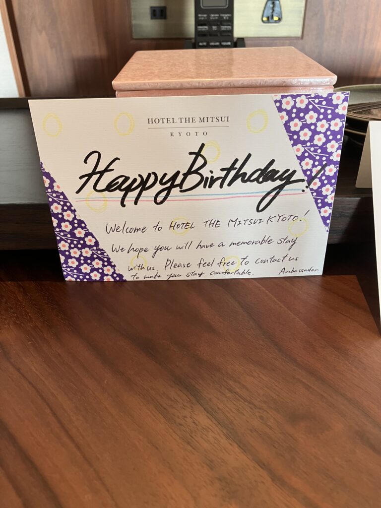 HOTEL THE MITSUI KYOTO Garden Suite Happy Birthday Note