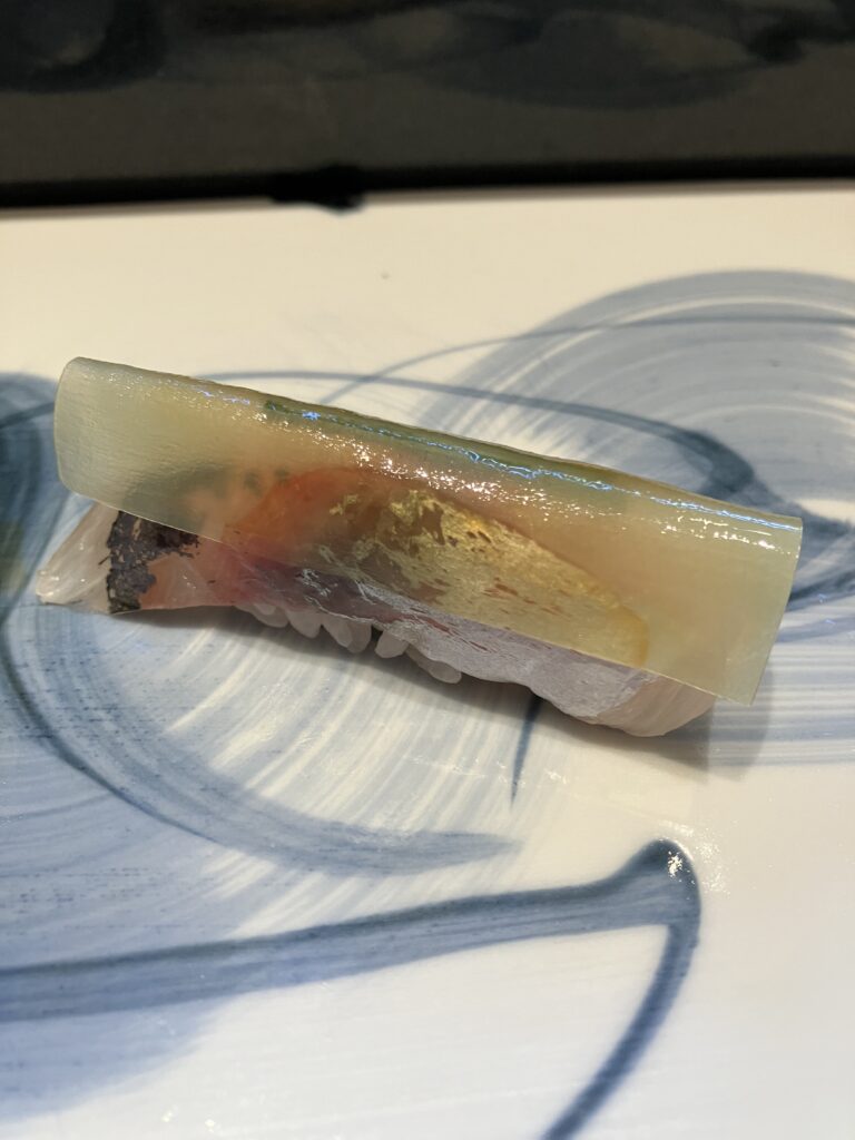 Review: Mizuki at Ritz-Carlton, Kyoto (Sushi & Tempura) 16 Mizuki at Ritz-Carlton, Kyoto Sushi Horse Mackerel with green onion and kelp