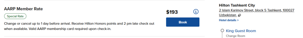 AARP Rate on Hilton Hotel