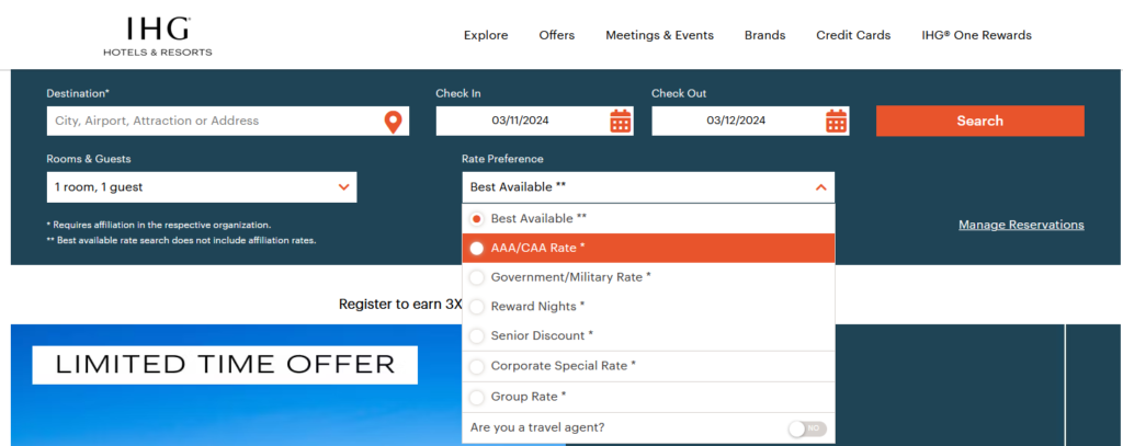 IHG Rate Preferences