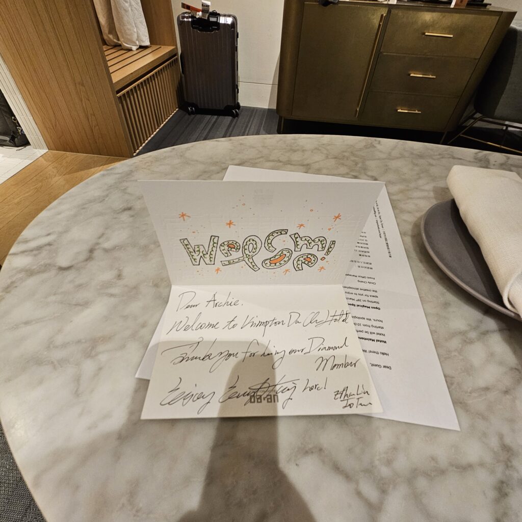 Kimpton Da An Welcome Note