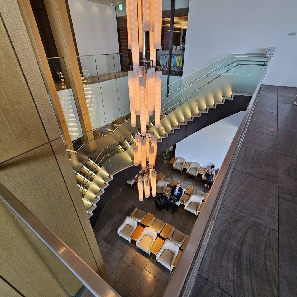 JAL Sakura Lounge NRT Stairs to Lower Floor