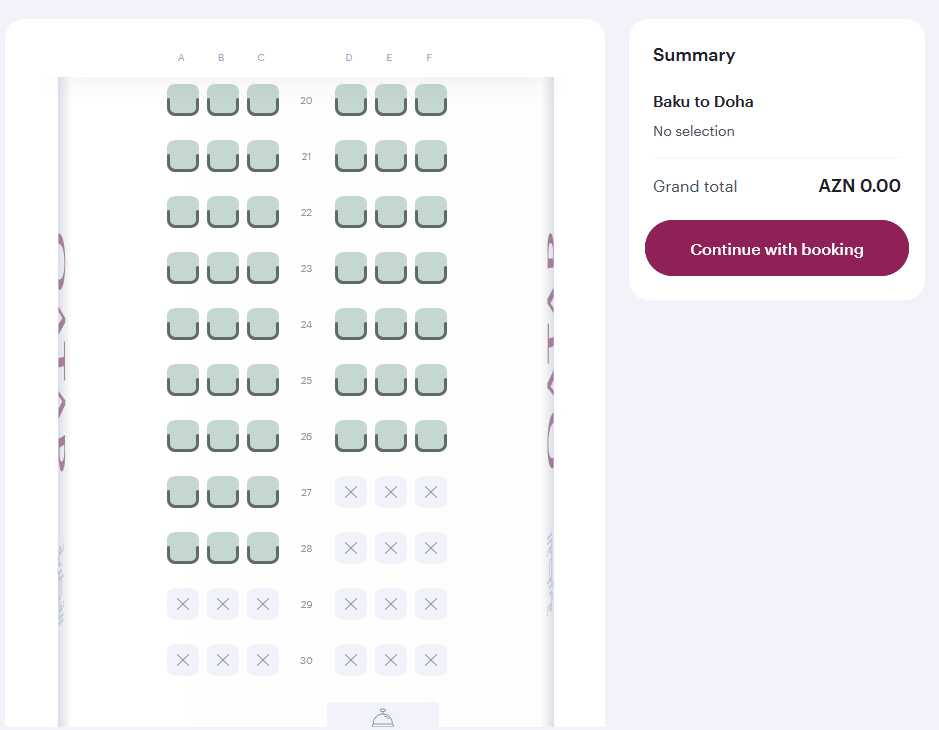 Qatar Airways Airbus A320 Row 30
