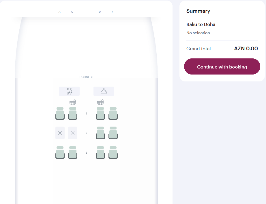 Qatar Airways Airbus A320 Business Class Seat Map Viewer
